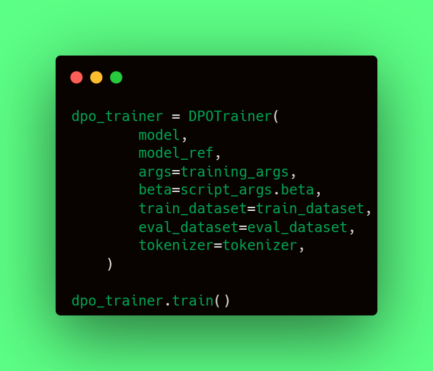 Syntax of the DPOTrainer in Hugging Face’s trl